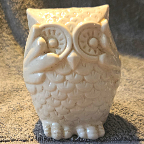 Unmarked white ceramic owl - unmarked,