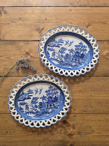 Pair antique spode - of, willow