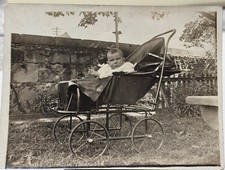 Antique Photo Of Baby In Pram 7 Months Old 1913.