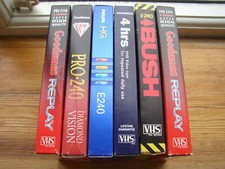 6 VHS video cassette tapes 4h 240 min Little used, wiped = Blank + sleeves