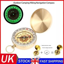 Mini Vintage Noctilucent Compass Brass Pocket Hiking Camping Watch Retro Style