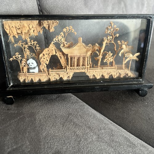 Vintage chinese cork diorama - vintage,