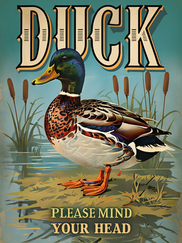 Duck mind your head metal - your,