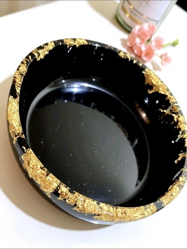 Handmade black gold resin bowl - handmade,