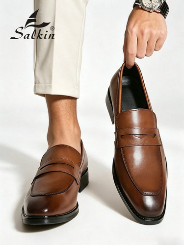 Men penny loafers - penny, square