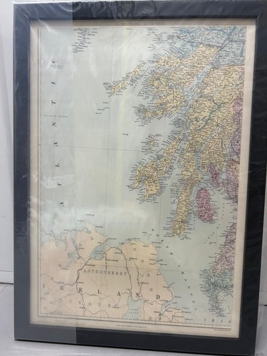 Framed old coastal map of - old,