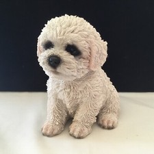 White 6” Maltese / Bichon  Puppy Dog Figurine  (71B)