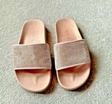Girls Next Rose Gold Sparkly Sliders Size UK1