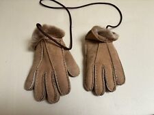 Kids Sheepskin Gloves With Fur Cuff With String Age 5 -8 Unisex