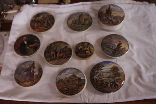 Prattware antique pot lids - antique, a