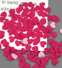Deep Pink heart felt appliques, 17mm fabric heart shapes, heart embellishments