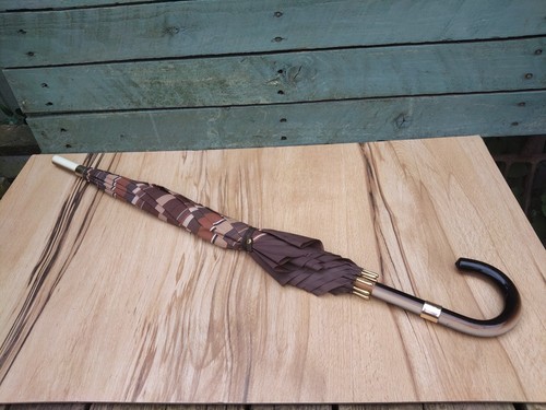 Vintage cane umbrella - vintage, brown