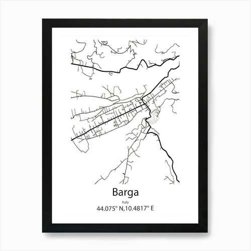 Barga italy minimalist map - minimalist, art