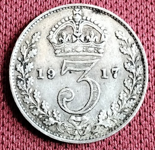 1917 threepence silver - silver, kgv