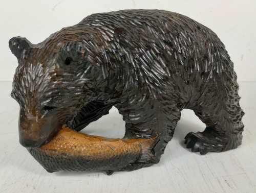 Vintage carved wooden - wooden, bear