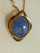 Black Opal Pendant Gold Plated
