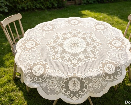 Vtg ivory lace tablecloth - vtg,