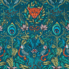 Emma J Shipley Amazon Fabric by Clarke & Clarke Teal and Green Colour 1m x full
