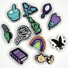 Set of 11 Witchy Shoe Charms Herbs Smudge Sticks Moths Crystal For Clogs Wicca