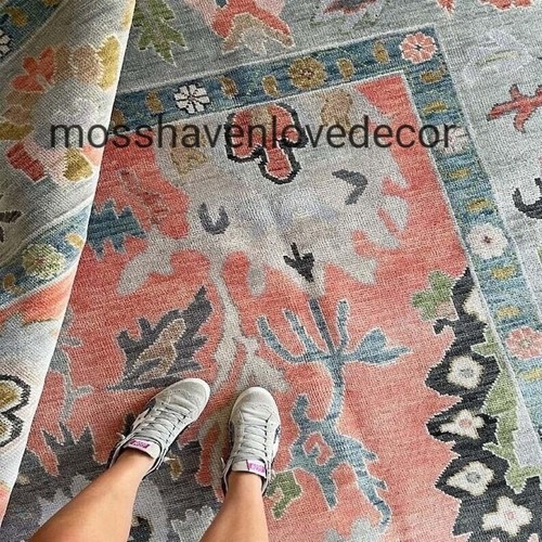 Oushak wool rug - rug, floral