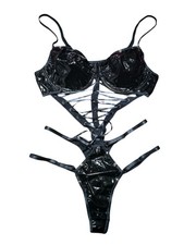 Large Black Pvc Leotard