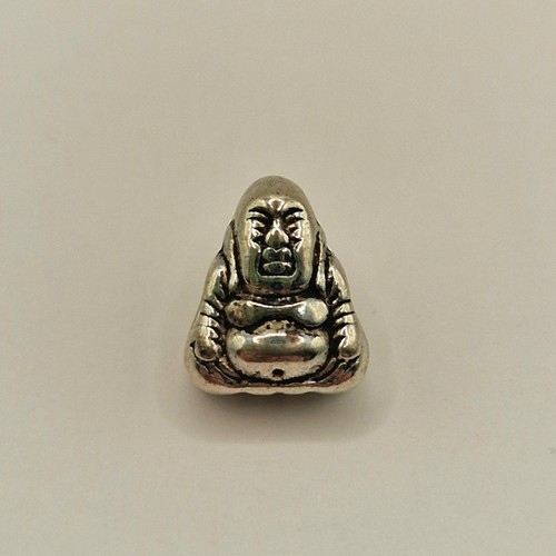 Silver tone metal lucky buddha - silver,