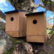 Wooden Bird Nesting Box Nest House for Small Wild Garden Birds (Set of 2)