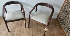 Nkuku Anbu Acacia Upholstered Dining Chairs-pair- Washed Walnut RRP £650 R:34