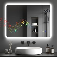 HOMCOM Bluetooth Bathroom Mirror with Touch Control, LED Lights, Wall Mounted