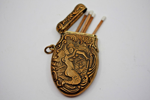 Brass mermaid vesta case - mermaid,