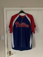 Vtg Majestic Philadelphia Phillies Blue Jersey Chase Utley #26 Authentic Large