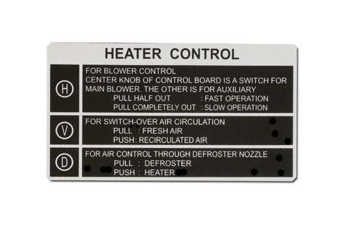 Heater control decal - control, fj40