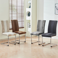 Pack of 4/8 Thichened Dining Chairs Faux Suede High Back Sturdy Chrome Legs
