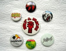 Vintage 1970s pin / button badges. Metal/Rock bands. All VGC.