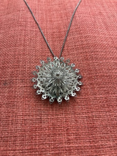 Silver filigree necklace - silver,