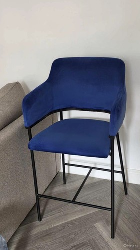 Navy velvet bar stool free - velvet,
