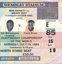 BOXING TICKET - 1986 Frank Bruno v Tim Wetherspoon (Heavyweight World Title)