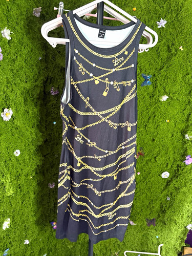 Shein black gold chain print - black/gold,