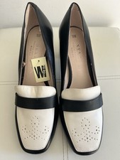 Next Black And Cream Mid Heel