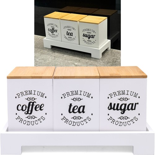 Retro white wooden tea coffee - white,