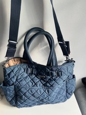 Storksak Navy Blue Quilted Baby Bag With Shoulder Strap And Changing Pad