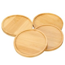 4PCS Mosaic Bamboo Coasters, 4.3" Blank Base Trays Drinking Cup Coaster