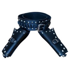 Double Holster Belt Leather Gun Revolver Holder Conical Studded Punk Cowboy Styl
