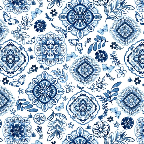 Sophia tiles blue pvc - pvc, vinyl
