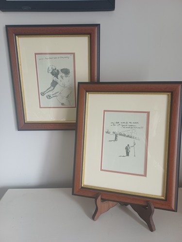 Framed ink pen - framed, golf