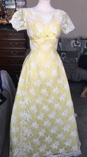 American Southern Belle Vintage Dress Size 8 Yellow And White 