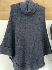 Joules 'Perdy' Ladies Poncho Jumper Sweater S/M Navy Chunky Knit Wool Alpaca