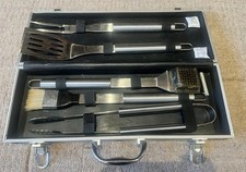 Deluxe Stainless Steel 5 Piece BBQ Tool Set In Stainless Aluminum Case Gift