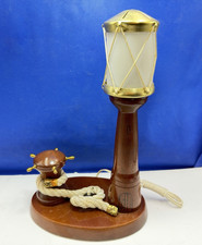 Wooden Table Lamp SHIPS LANTERN ROPE & CAPSTAN Nice Nautical 1960/70's Vintage