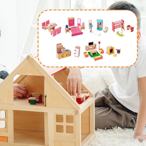 Wooden dollhouse furniture set - furniture,